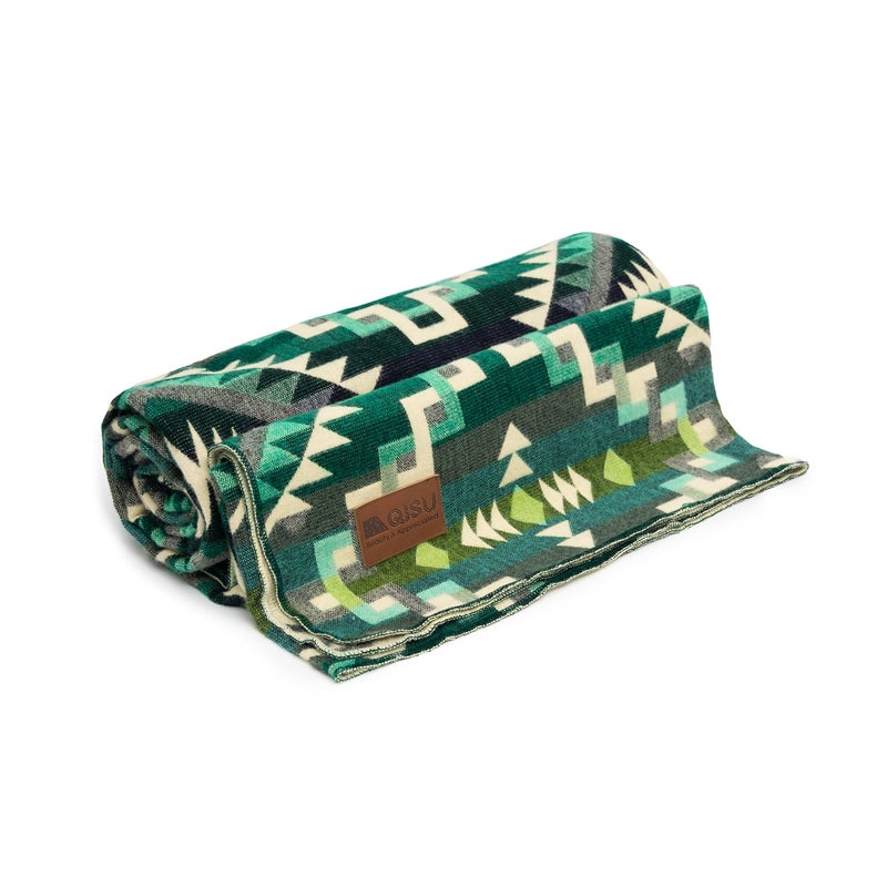 QISU Wool Blanket Throw | Large, Beautiful, Warm, Handmade in Ecuador by Local Artisans |94â€³ x 78â€³| Ultra-Soft, Hypoallergenic & Breathable | Non-Itchy or Scratchy Fabric (Shamrock Star) - Image 1